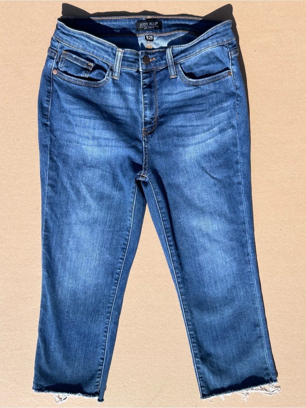 Judy Blue Mid-Blue Cropped Skinny Jeans